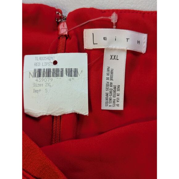 Leith Red Shorts Womens 2XL Bow Paperbag Waist Stretch Flowy Bold Feminine NWT - Picture 2 of 6